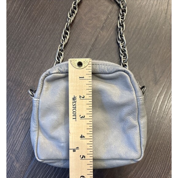 ANTIK BATIK Gray Leather Boho Fashionable Beaded Mini Bag with Chain Strap - Picture 5 of 11